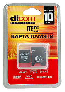 Карты памяти - Dicom mini SD 80X 1GB
