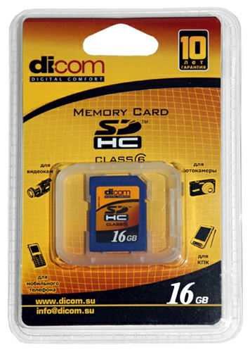 Карты памяти - Dicom SDHC 16 Gb Class 6
