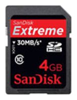 Карты памяти - Sandisk 4GB Extreme SDHC Class 10