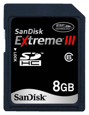 Карты памяти - Sandisk 8GB Extreme III SDHC Card