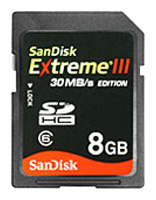 Карты памяти - Sandisk Extreme III 30MB/s Edition SDHC 8Gb